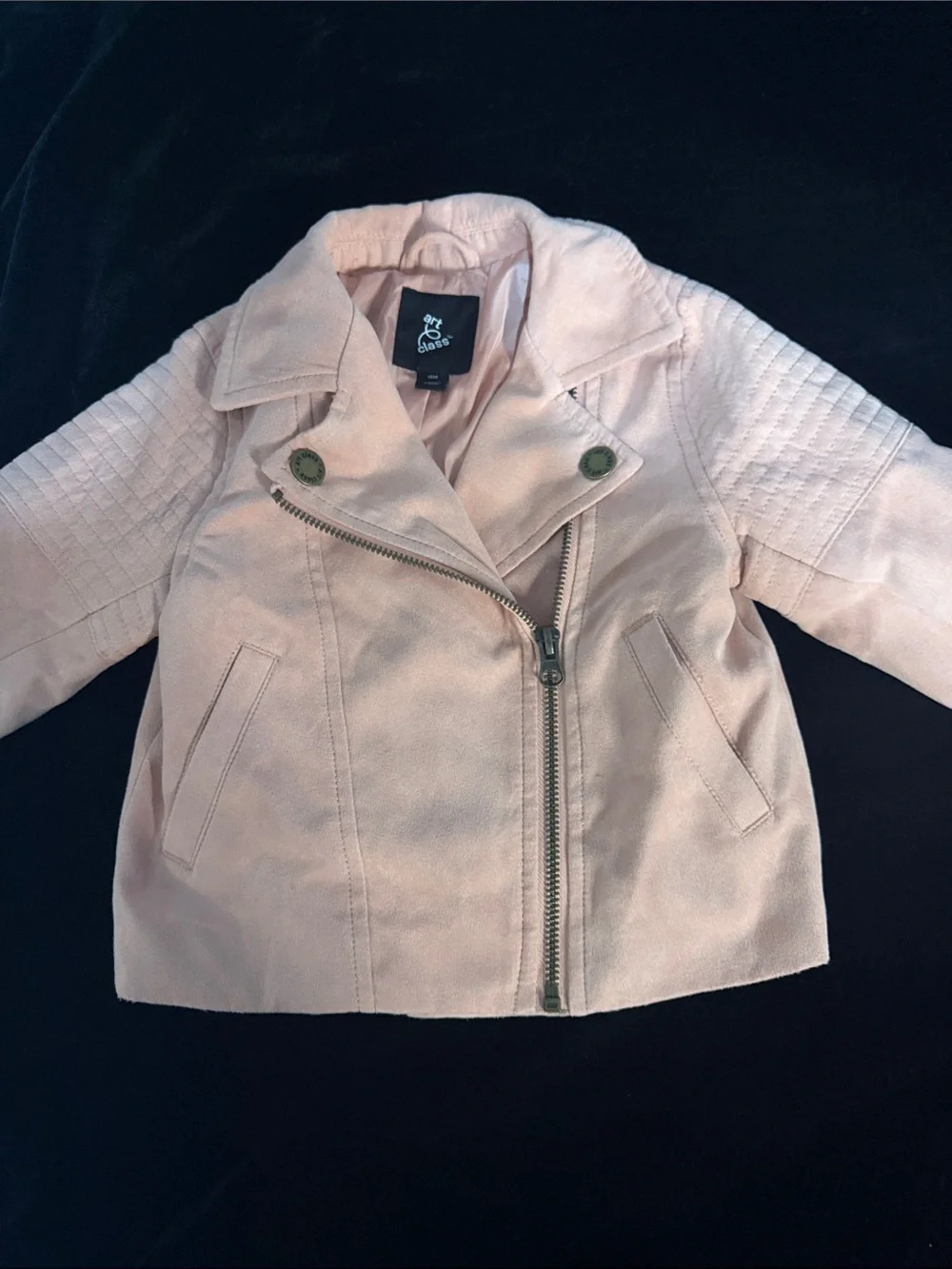 Art Class Pale Pink Moto-Style Faux Suede looking Jacket